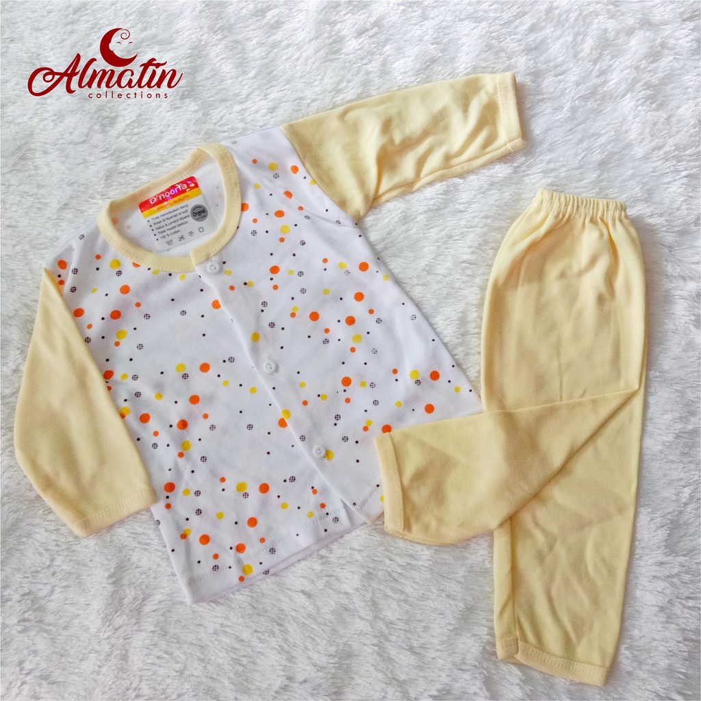 3STEL Baju Bayi Lengan Panjang MURAH / Setelan Piyama Baju Tidur Panjang D'noorfa Kancing Depan