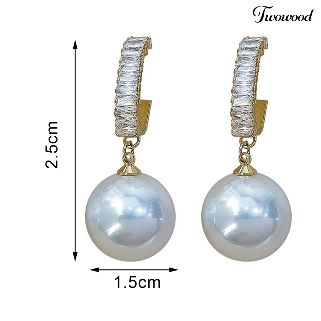 Twowood 1 Pair Dangle Earrings Cubic Zircon Piercing Korean Fashion Faux Pearl Women Large Pendant Dangle Earrings for Party