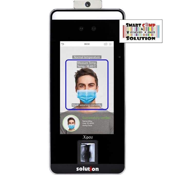 Solution X901 - Mesin Absensi Fingerprint Scan Wajah Deteksi Suhu