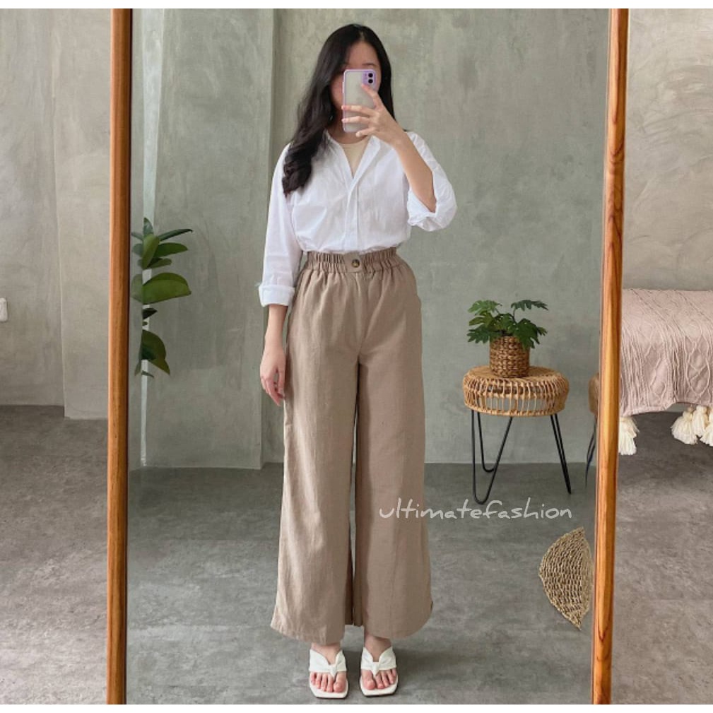 Kulot Linen Angel Premium Celana Basic Wanita 8288 INDY PANTS