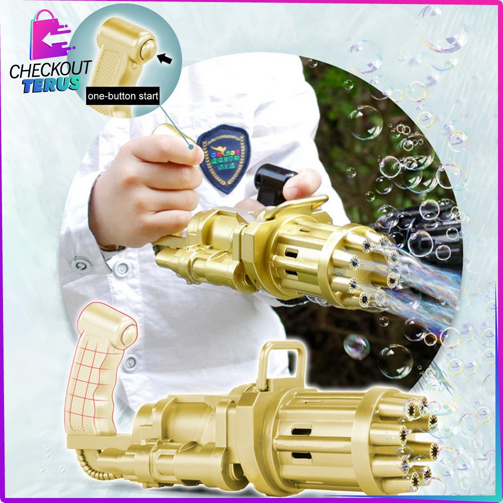 CT M197 Mainan Bubble Gun Bentuk Pistol Gelembung Sabun Busa Otomatis Anak Buble Gun Elektrik Machine