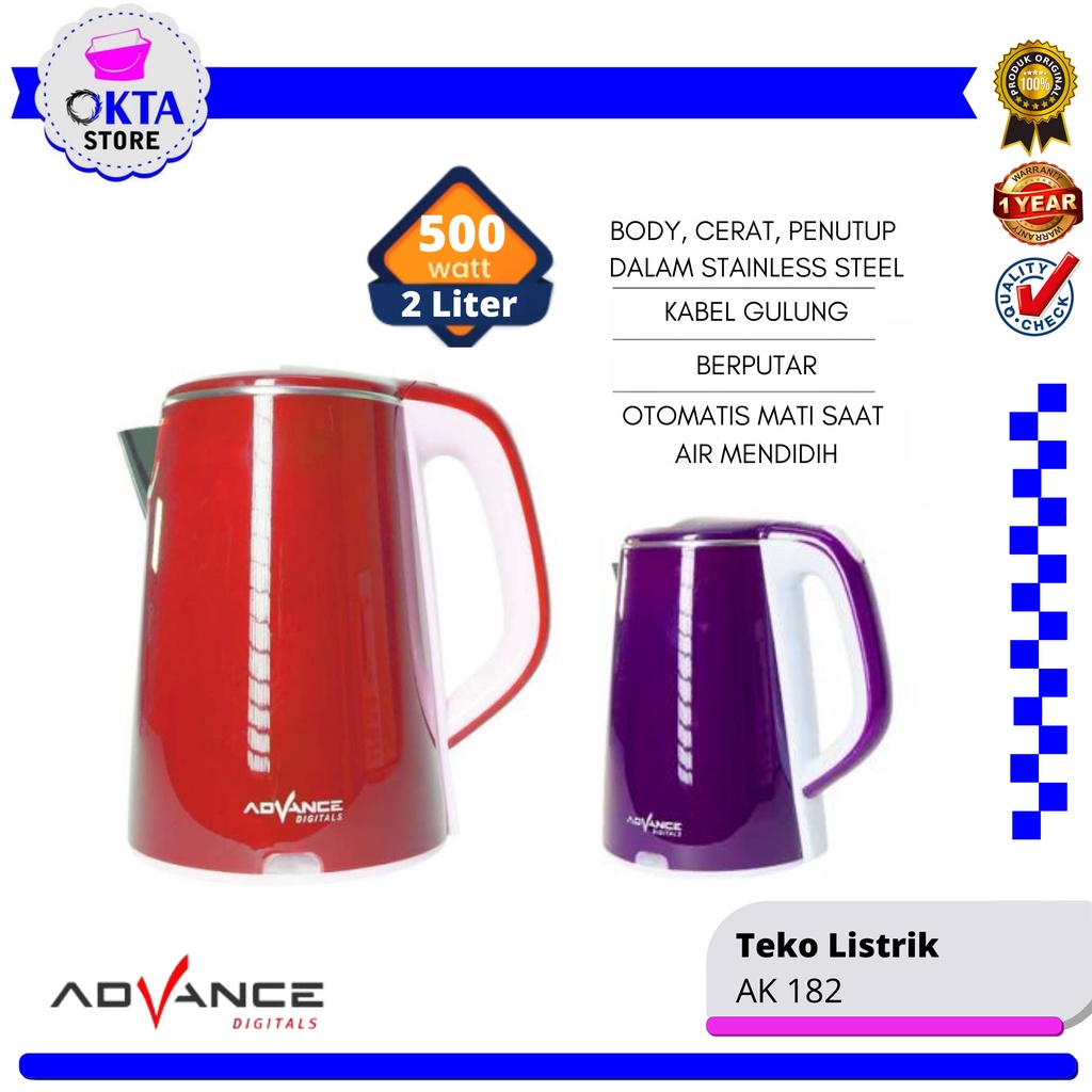 Advance Electrik Kettle Teko Listrik AK-182 (2 Liter)