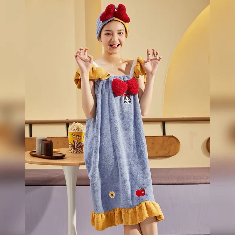 KIMONO IMPORT PREMIUM QUALITY SNOW WHITE / HANDUK MANDI DEWASA LEMBUT / KIMONO HANDUK JUMBO MOTIF DISNEY / CUTE HOODIE TOWEL / HANDUK MANDI DAYA SERAP TINGGI / PIYAMA KIMONO MOTIF LUCU