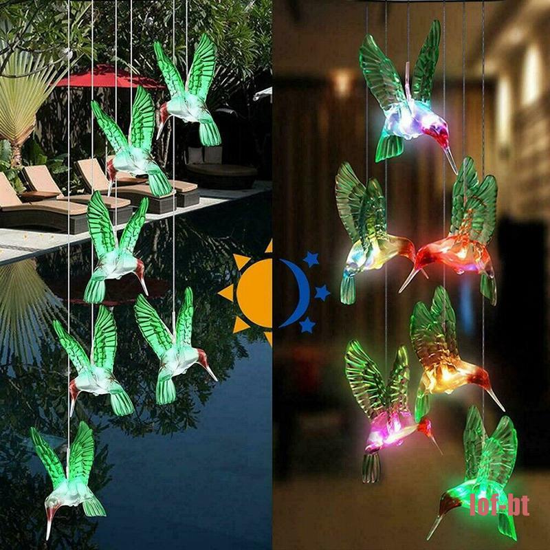 Lof-bt Lampu Led Tenaga Surya Bentuk Burung Kolibri 7 Warna