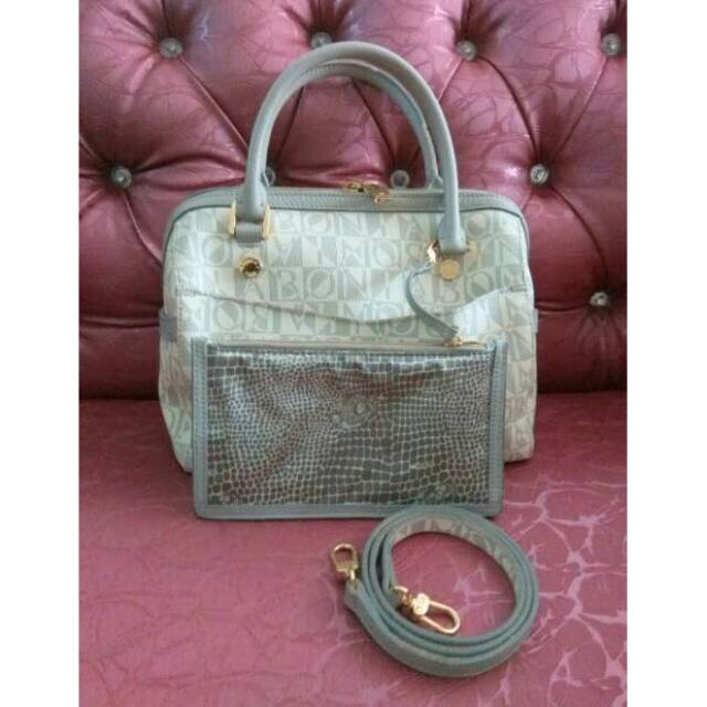 Preloved Bonia Original Monogram speedy white