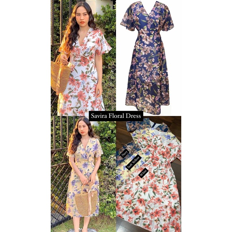 D0408 SAVIRA KOREAN FLORAL VINTAGE MIDI DRESS