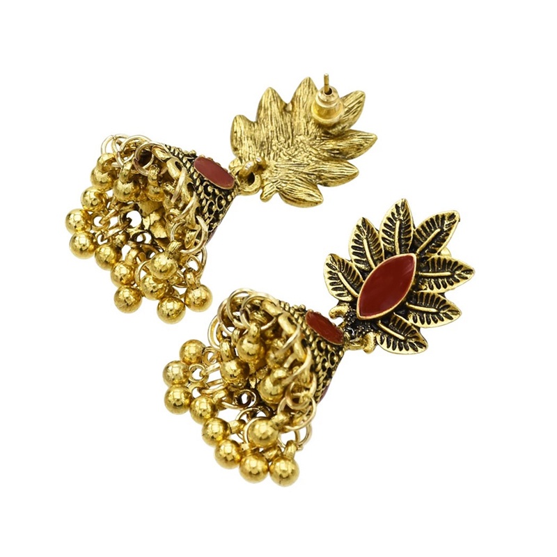 Anting Tusuk Gantung Bahan Metal Warna Gold Desain Bunga Gaya Vintageindiangipsibohoetnik Untuk Wanita