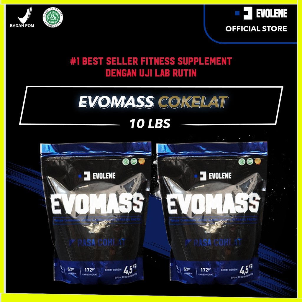 

Evomass Coklat 2x 4500gr/20x serving + Tanktop gym / Shaker - Suplemen fitness - Evolene