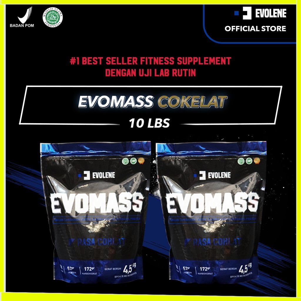 Evomass Coklat 2x 4500gr/20x serving + Tanktop gym / Shaker -  Suplemen fitness - Evolene