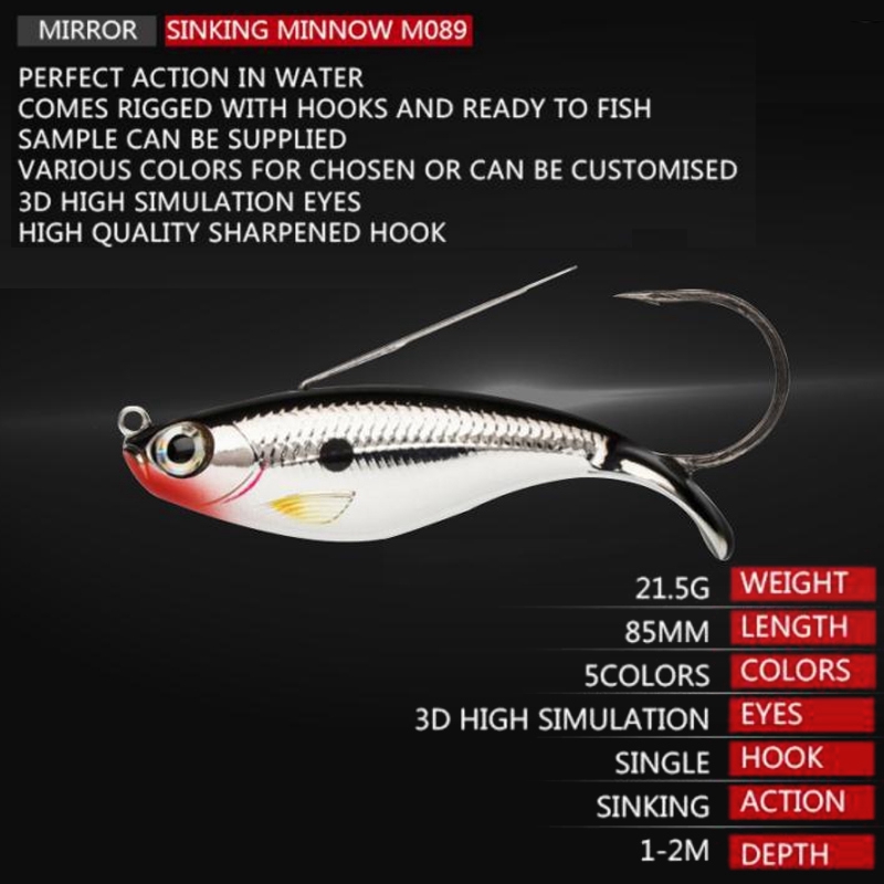 8.5cm 21.5g Umpan Mancing relix nusantara Alat Pancing Umpan Mancing Minnow Lure Alat Pancing Murah CrankBait Umpan Pancing Buatan CrankSet Umpan Ikan Kail Pancing Heavy Sinking Minnow Umpan Pancing