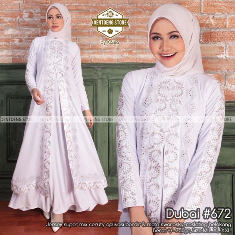 Gamis Turkey Abaya Putih Gamis Syari Putih #672 Hawa Murah