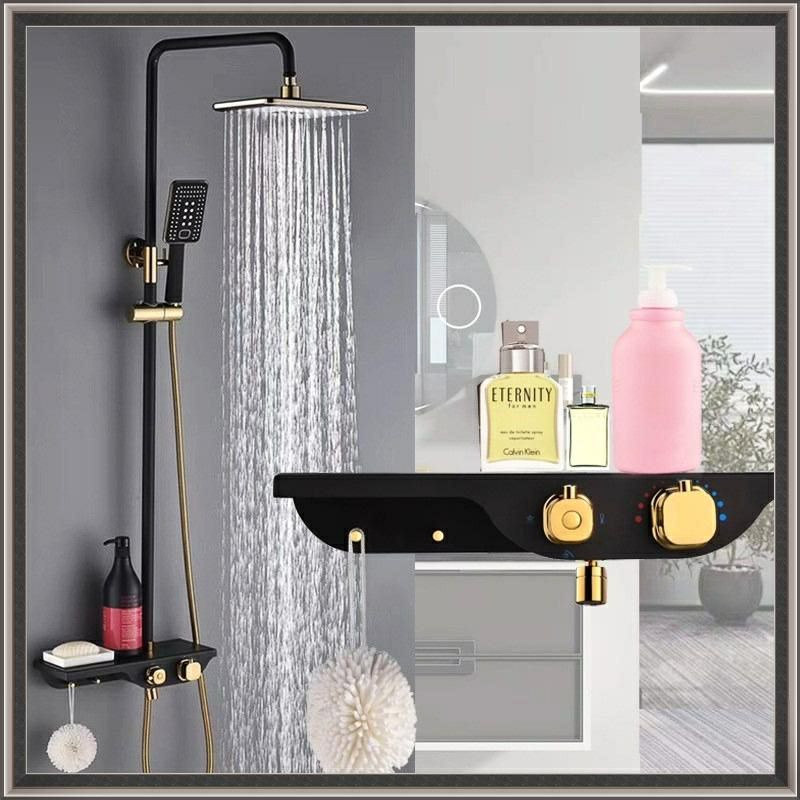 Terbaru Shower Set Warna Hitam Gold Tombol Putar Model Terbaru IZNA9003