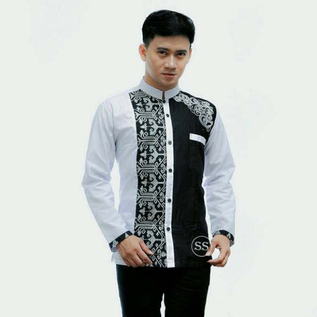 Suplier Kemeja Koko Bordir Lengan Panjang Kombinasi Batik Pekalongan Rl20-2 dXNorYSqqzzWR