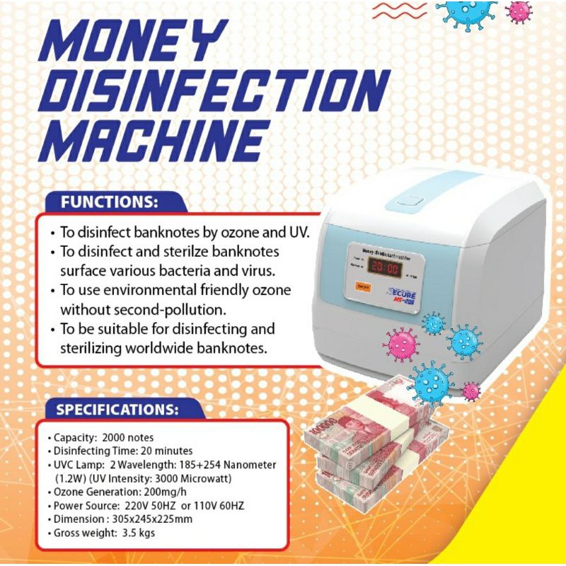 SECURE MS205 Banknote disinfectant Sterilisasi Uang UV Sterilizer Box