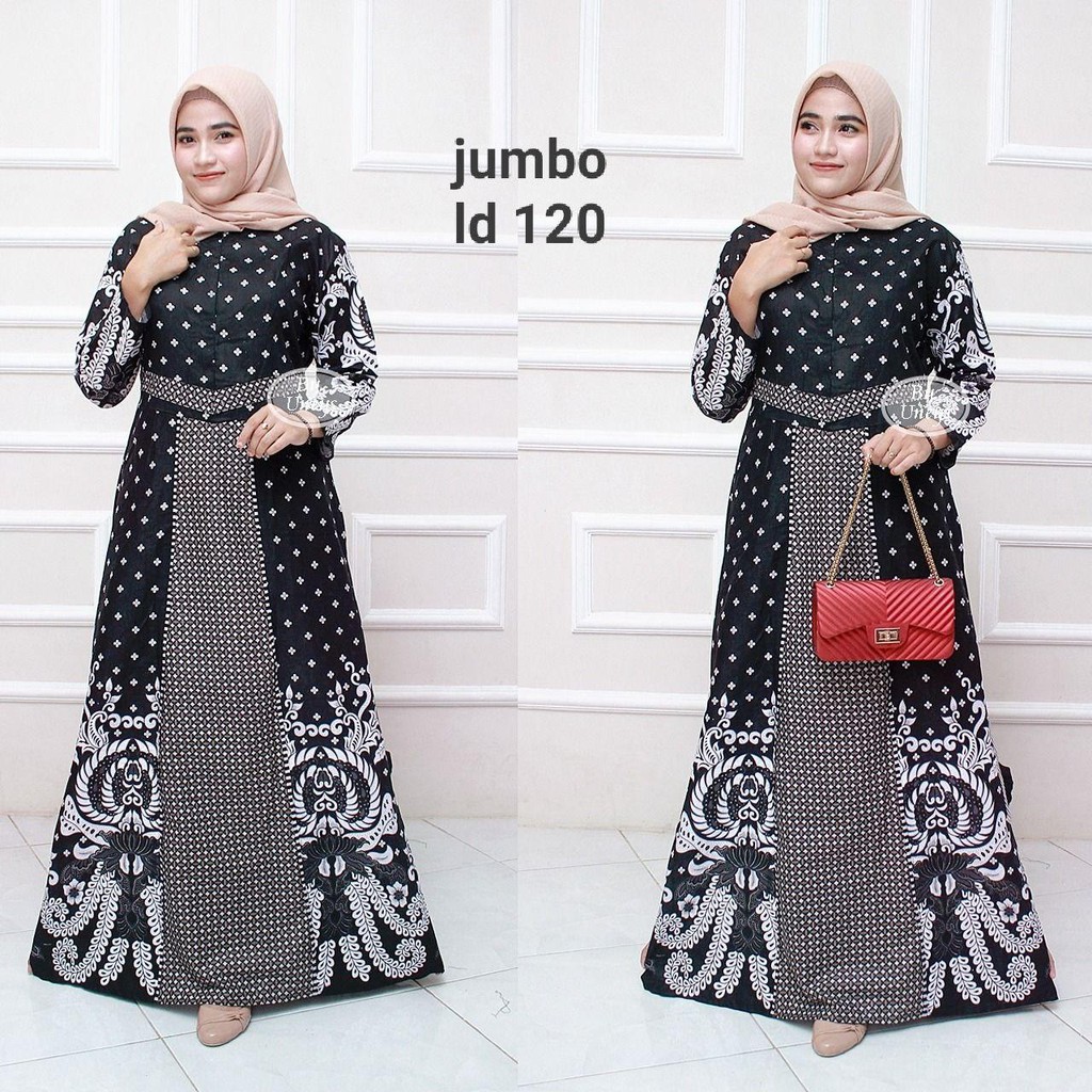 Gamis Batik Jumbo LD 110 Dan LD 120 Bahan Katun Motiv Terbaru Bisa Cod