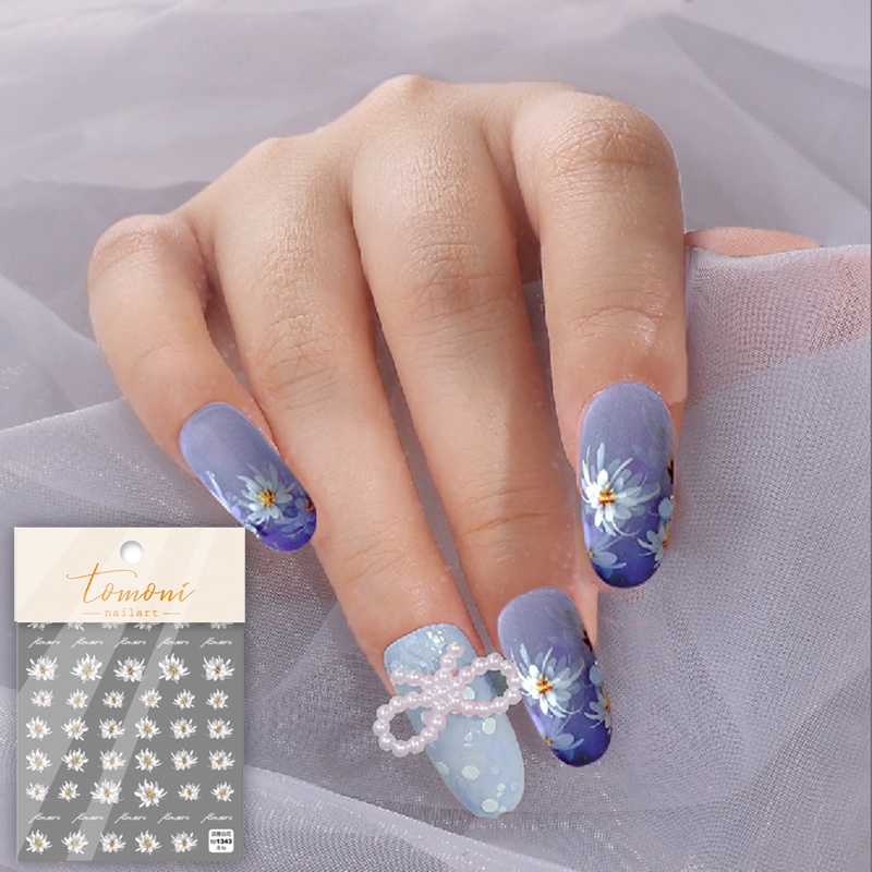 Stiker Nail Art 5D Motif Bunga Gaya Vintage Untuk Wanita