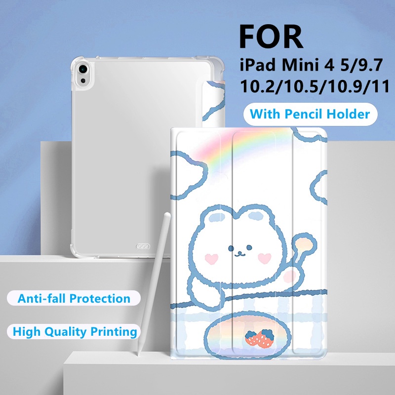 Case Dengan Holder Pensil Untuk iPad 2021 Pro 11 2019 2020 10.2 7 / 8th Generation 2018 9.7 5 / 6th Mini 4 5 Air 4 10.5 10.9 A268