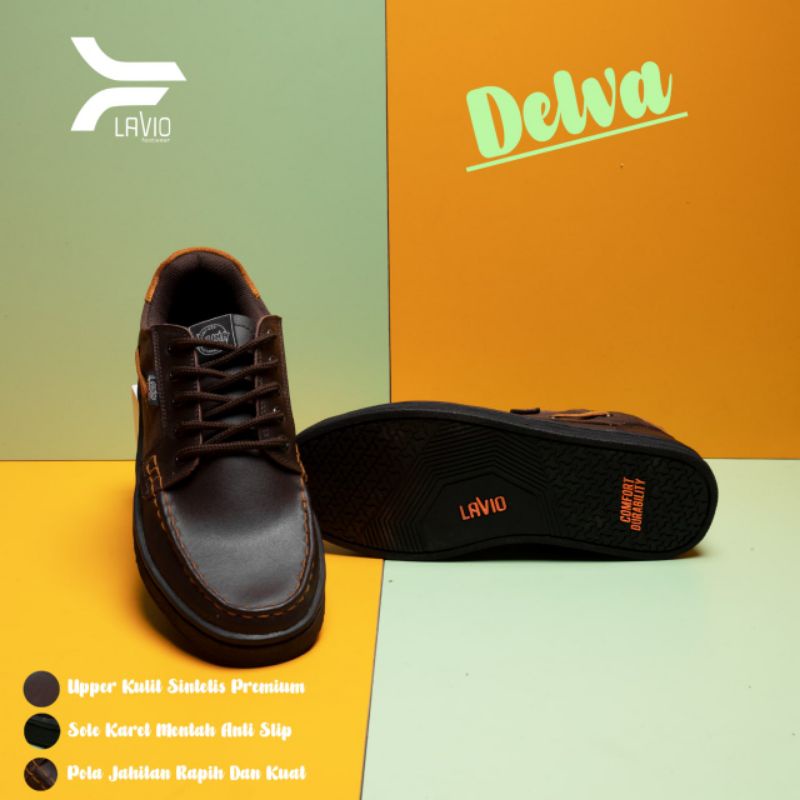 Sepatu Kasual Pria 100% Kulit Asli Kantor Santai Jalan Original Lavio Delva