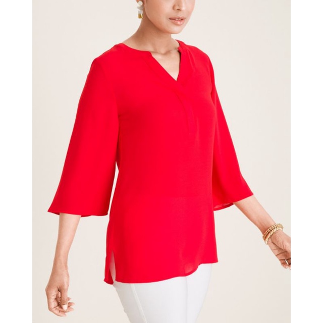 Chicos flutter sleeve crepe top