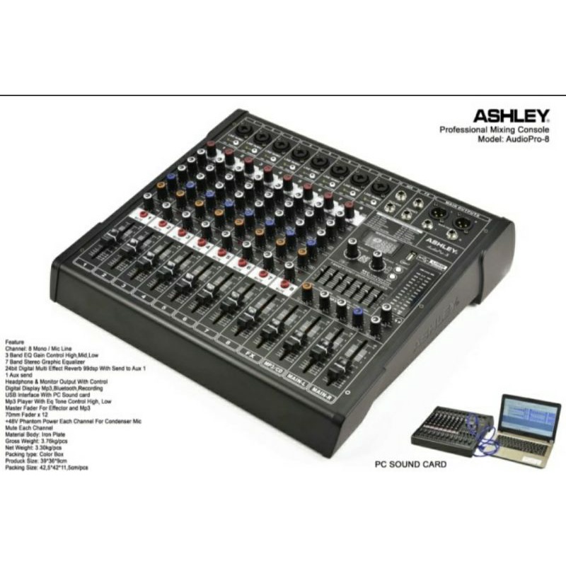 MIXER ASHLEY AUDIOPRO8 ORIGINAL AUDIOPRO 8 CHANNEL AUDIO PRO