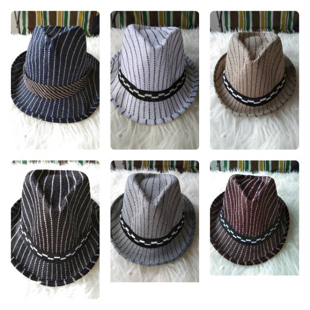 Topi fedora anak strip