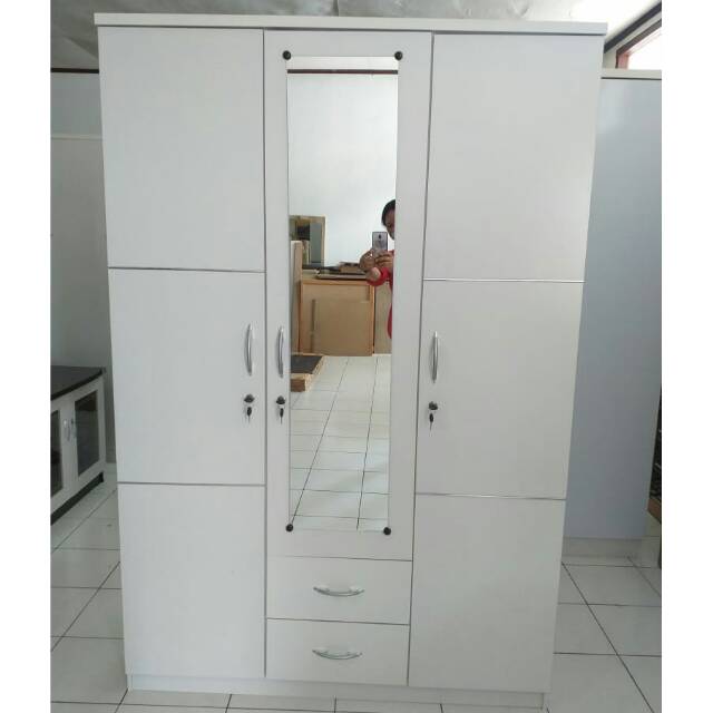 PROMO LEMARI PINTU 3 FULL PUTIH jasmine