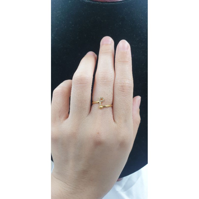 Cincin cor permata emas 20K huruf P