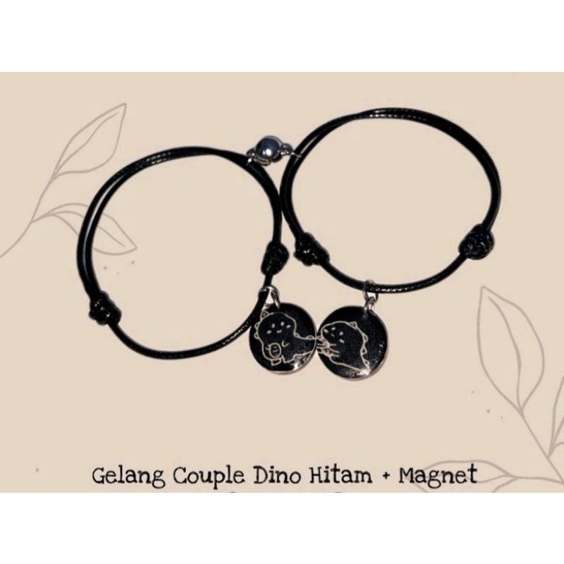 termurah sepasang gelang couple dino hitam+magnet