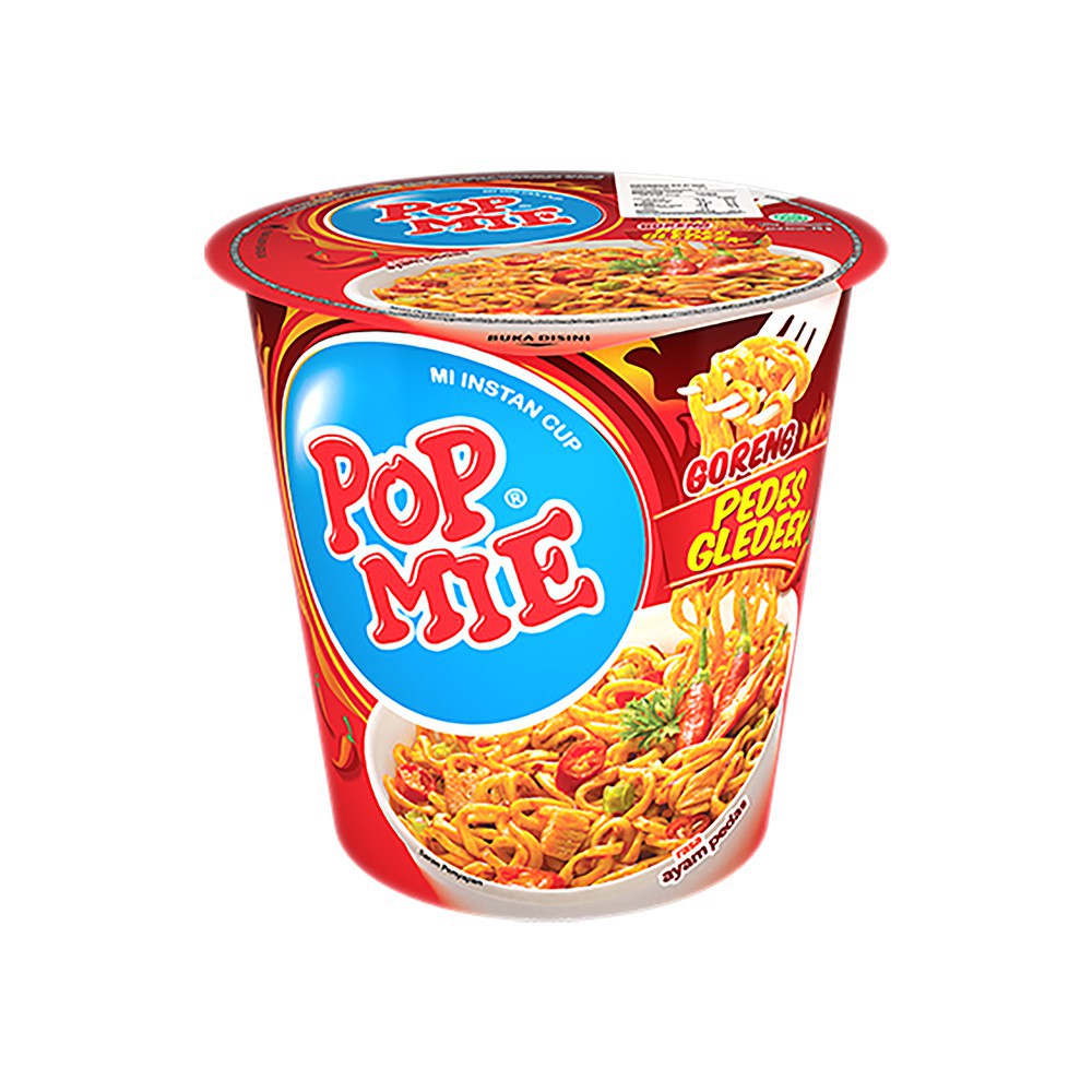 POP MIE GORENG PEDAS GLEDEEK SPICY FRIED NOODLE POPMIE GLEDEK 75GR DUS ISI 12