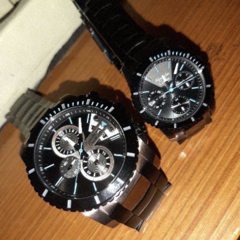 jam tangan couple alexander cristie ac6455 original black green