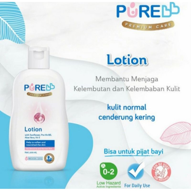 PURE BB Baby Lotion for Sensitive Skin 200ml Lotion Pelembab Kulit Bayi Pure Baby Body Lotion Purebaby