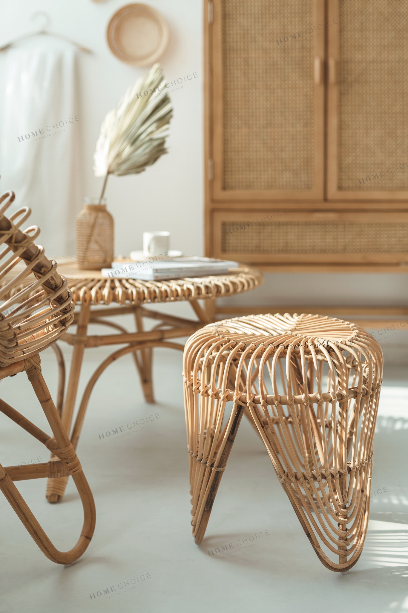 Runjia Home Imported Hand Woven Rattan Stool Three Legged Round Stool Bedside Table Stool Coffee Table Shopee Indonesia