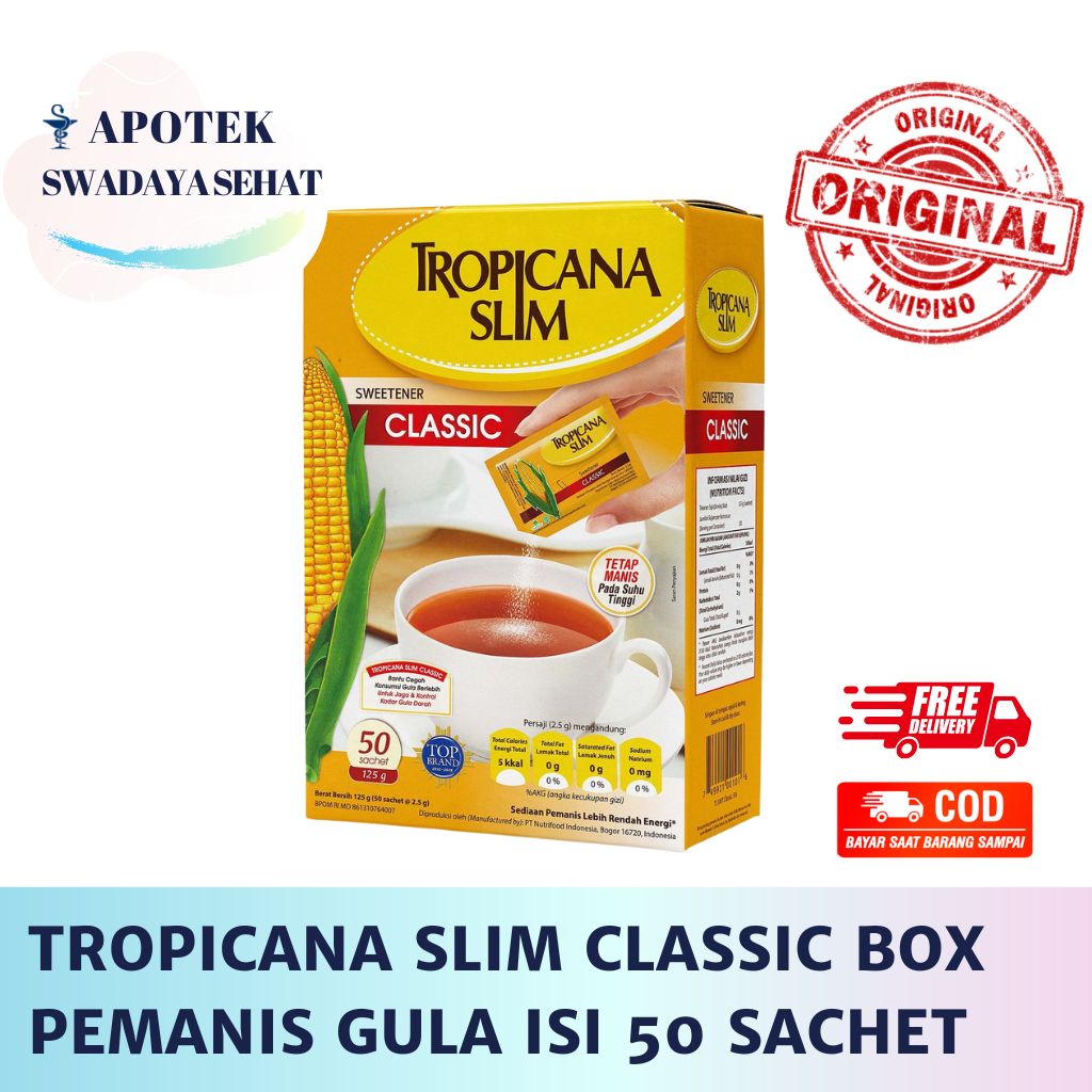 TROPICANA SLIM CLASSIC BOX Isi 50 Sweetener - Gula Pemanis Diabetes