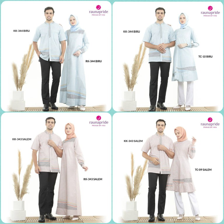 Couple Baju Muslim Rauna 343 Salem / 344 Biru