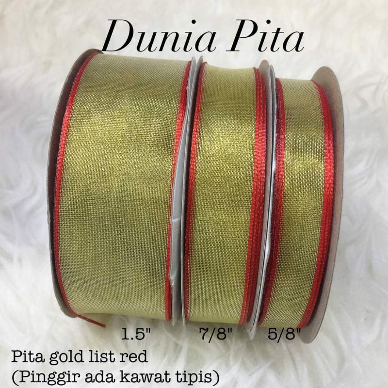 

Pita gold list red ukuran 1.5" dan 1