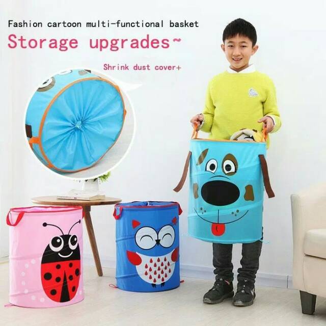 Animal Barrel Skip Basket Keranjang Storage Floding Baju mainan boneka