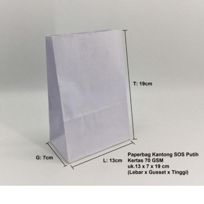 

[KODE 6RDQT] Paperbag Kantong Kertas Putih Polos SOS 13x7x19cm Roti Boy Kopi
