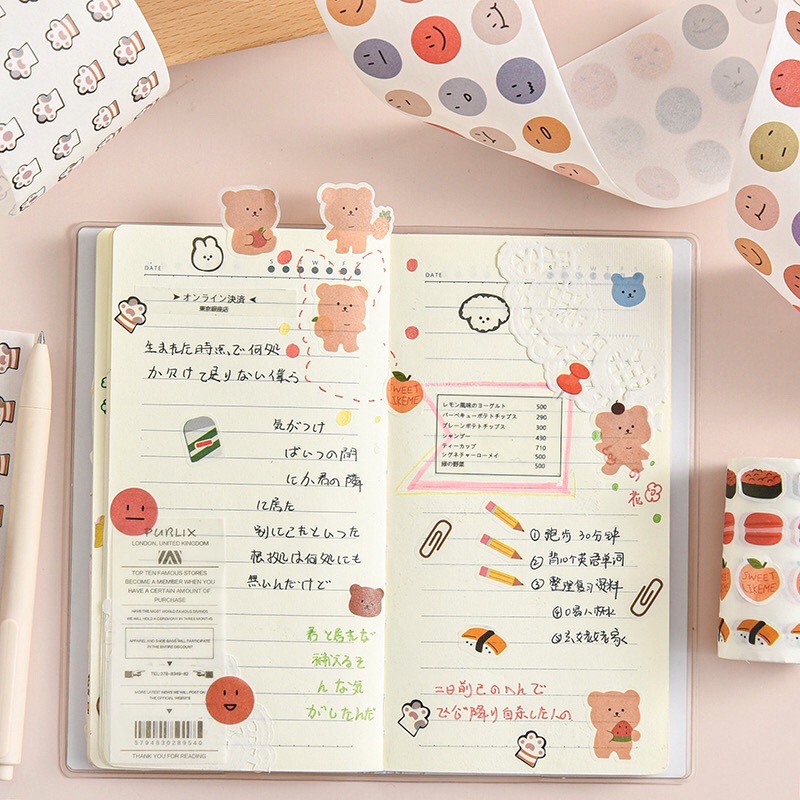 

1 LEMBAR STICKER WASHI TAPE PAPER SHARING BEAR CUTE SCRAPBOOK JOURNAL