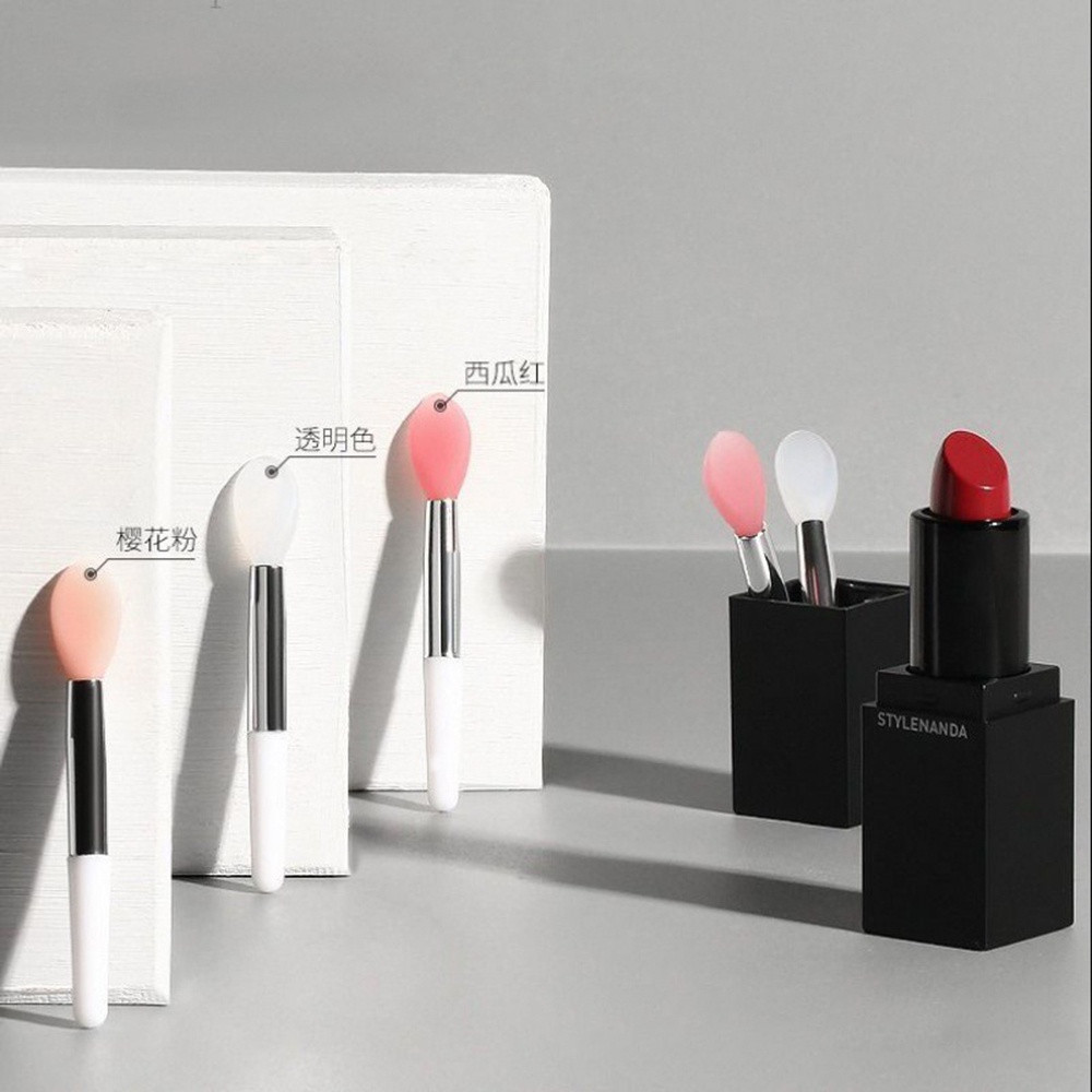 【COD Tangding】5pcs/set Silicone Lip Brush PVC Bag Packaging Rod Lip Mask Brush Lipstick Makeup Brush