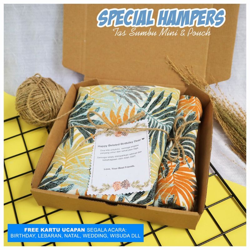 Hampers Totebag Kanvas Sumbu Mini / Giftbox Sumbu Kecil/ Hadiah Ulang Tahun/ Birthday/ Kado Wisuda/Graduation /Anniversary /Souvenir / Sertijab/ Lebaran/ Idul Fitri