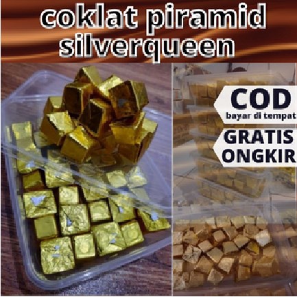 

Coklat Silverqueen Piramid Kiloan berat 350gram cokelat murah silver queen isi Kacang Mede dan Almond