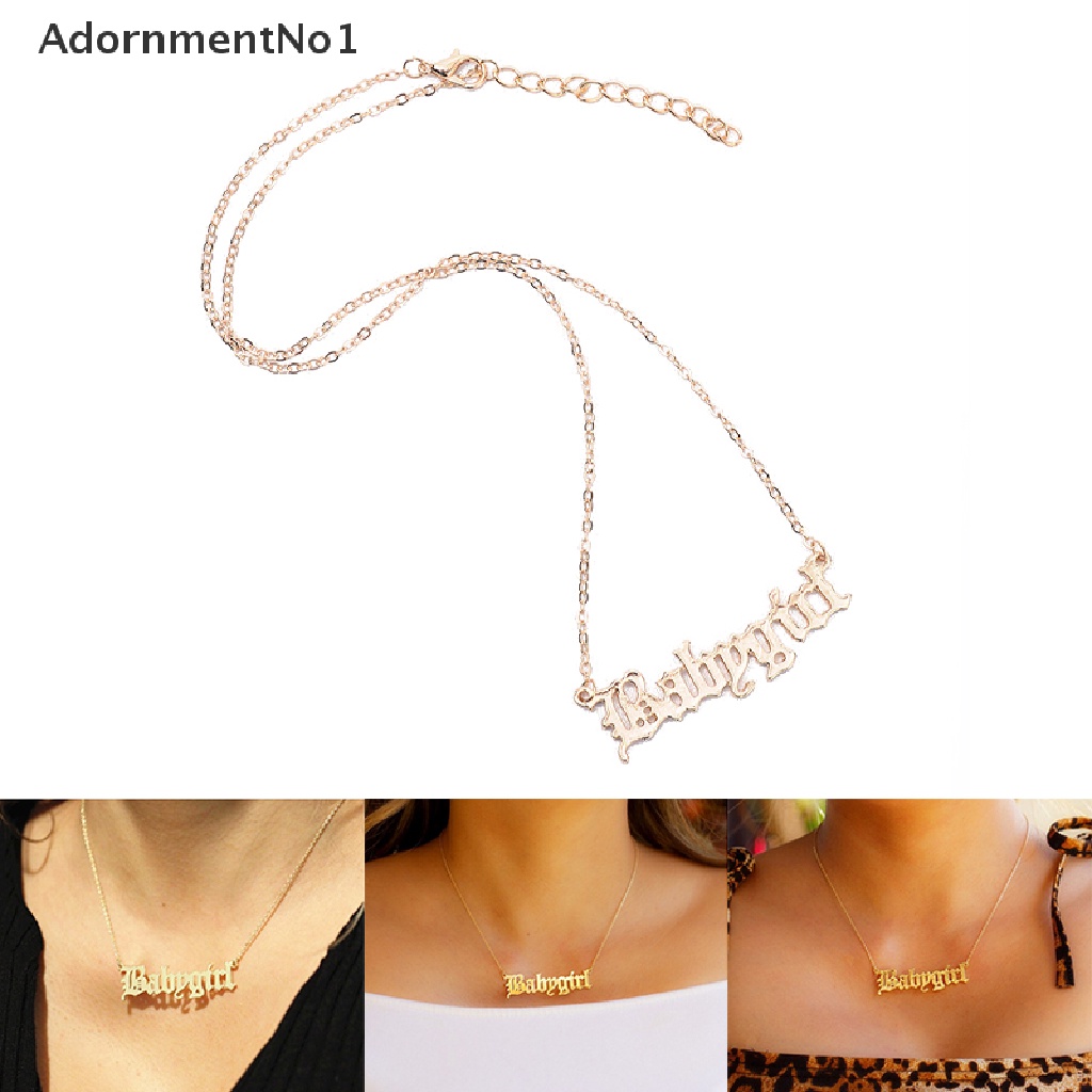 (AdornmentNo1) Kalung Rantai Dengan Liontin Tulisan Babygirl Bahan Alloy Untuk Wanita