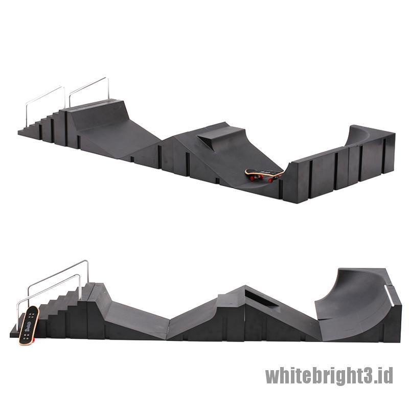(white3) Mainan Skateboard Jari Mini Dengan Ramp