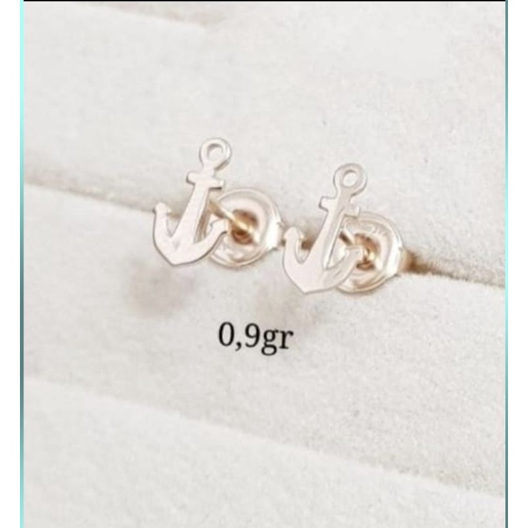 Anting Giwang Emas Asli Kadar 750 17K Rose Gold Import Italy Model Jangkar Anchor