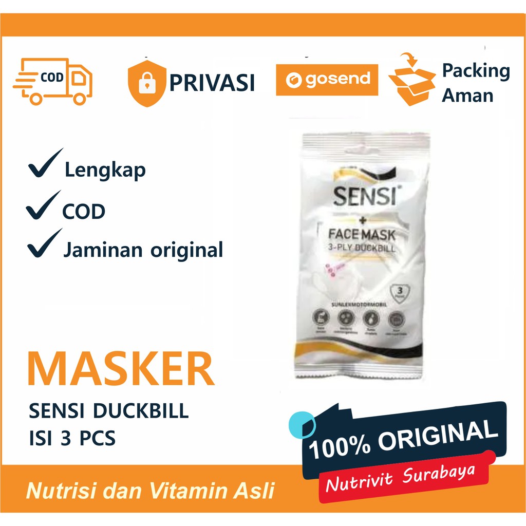 SENSI MASKER DUCKBILL ISI 3 PCS