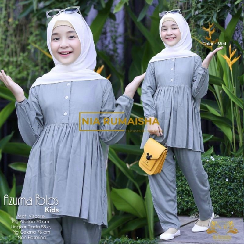 baju tunik anak perempuan setelan tunik anak perempuan 6_12 tahun baju anak perempuan baju anak perempuan terbaru 2022 baju setelan anak perempuan polos umur 6-12 thn-1