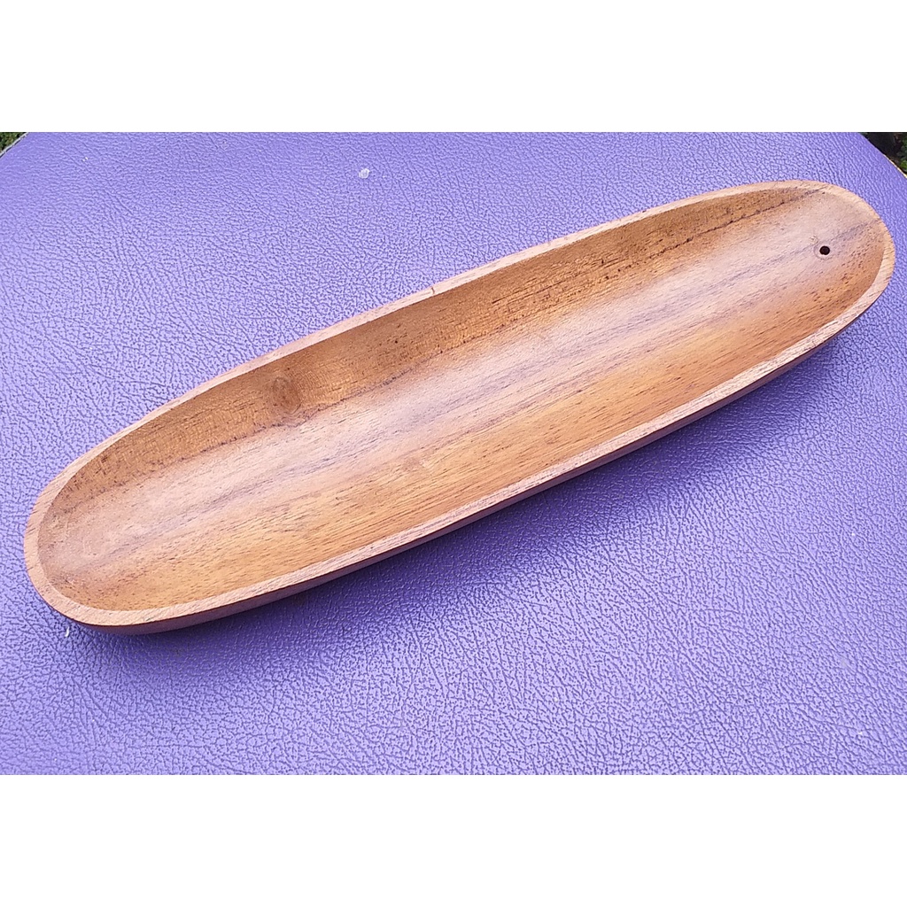 tempat bakar dupa oval loncong 30cm mahoni