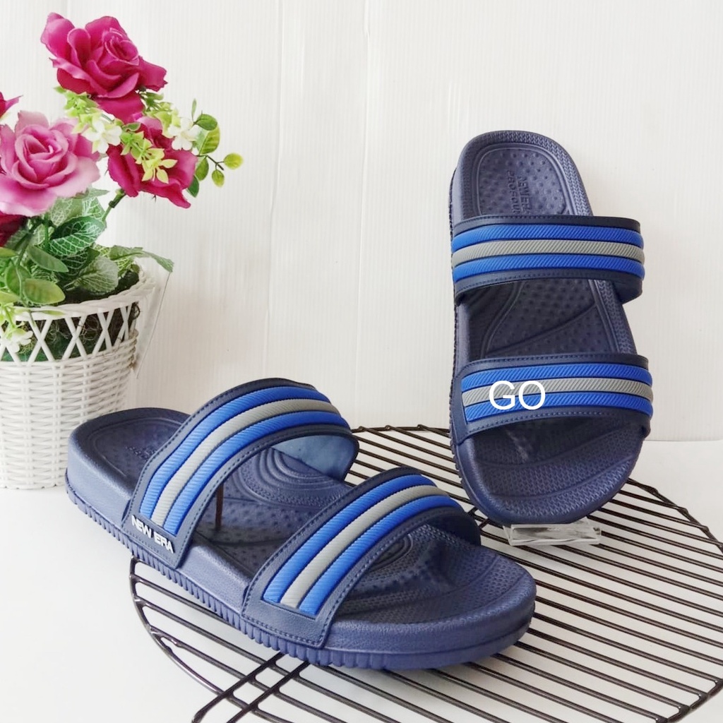 gos NEW ERA MB E7029 Sandal Casual Pria Ban Dua Karet Sandal Slop Laki-laki Anti Slip Original Sandal Kekinian Gaul Murah Sandal Dewasa Anti Air