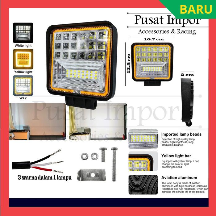 Lampu LED Mobil 12 Volt Kotak 126 Watt Lampu Sorot LED Motor Mobil Lampu Tembak Mobil Lampu Kabut