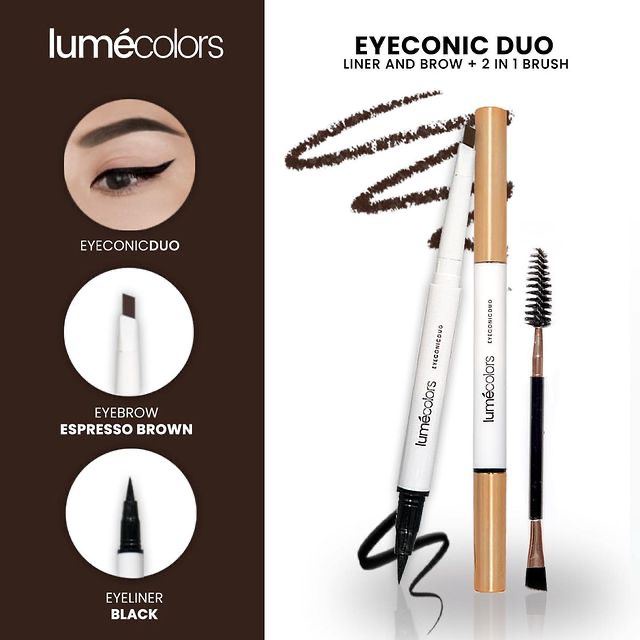 Lumecolors Eyeconic Duo Multifungsi Eyebrow Eyeliner Dan Pensil Alis Waterproof Pigmented Tahan Lama By Tokobernice